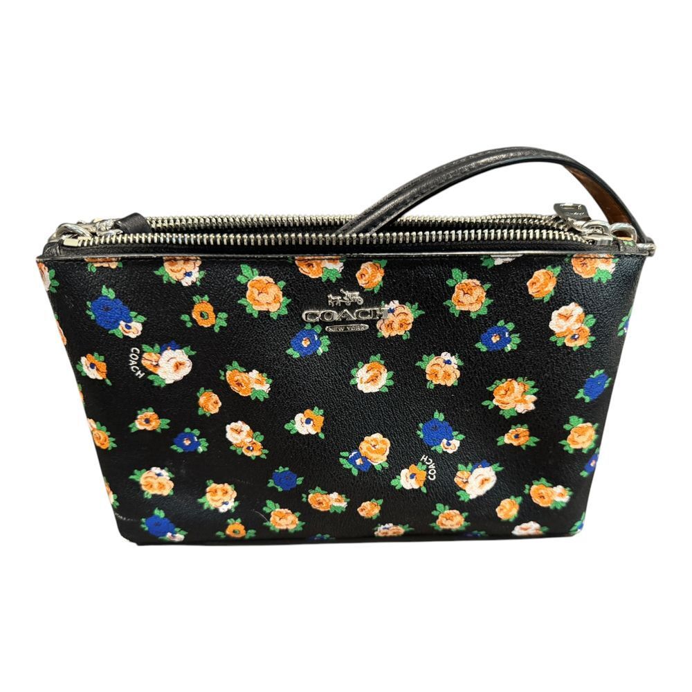 Coach Lyla Tea Rose Floral Double Zip Crossbody in Coated Canvas
